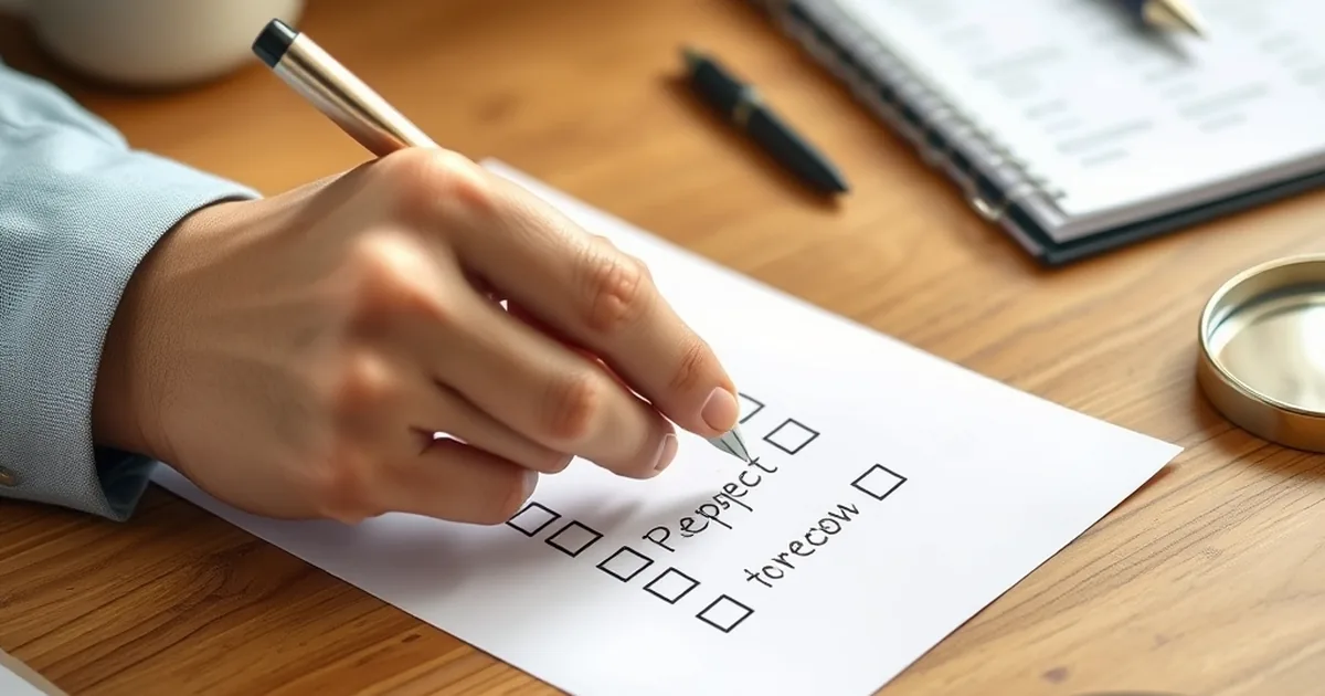 Checkliste mit Stift und Lupe auf einem Schreibtisch